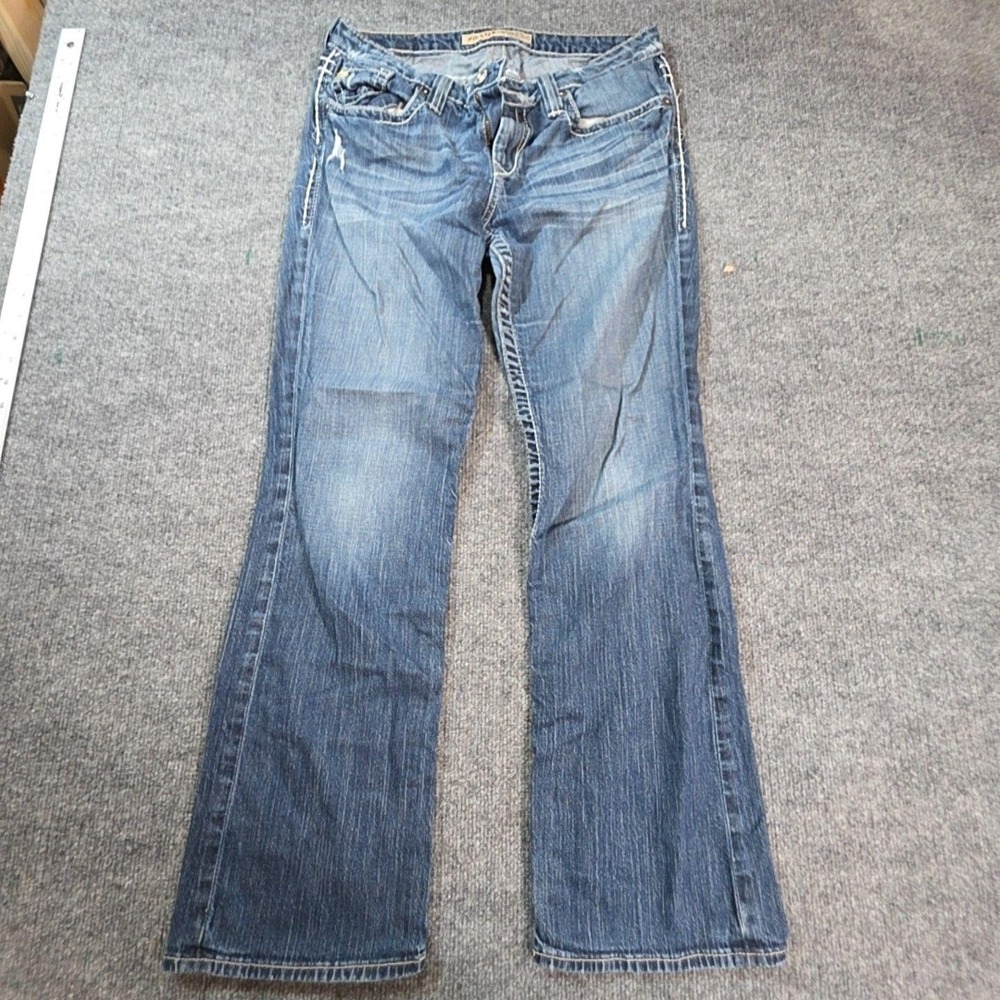 Big Star Maddie Boot Jeans Womens 30 Blue Bootcut Distressed Embroidered 30x30